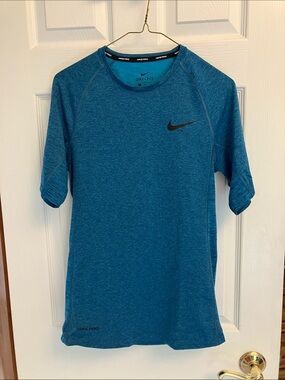 Nike Pro Men’s Short Sleeve Performance Tee - Teal Blue with Black Swoosh